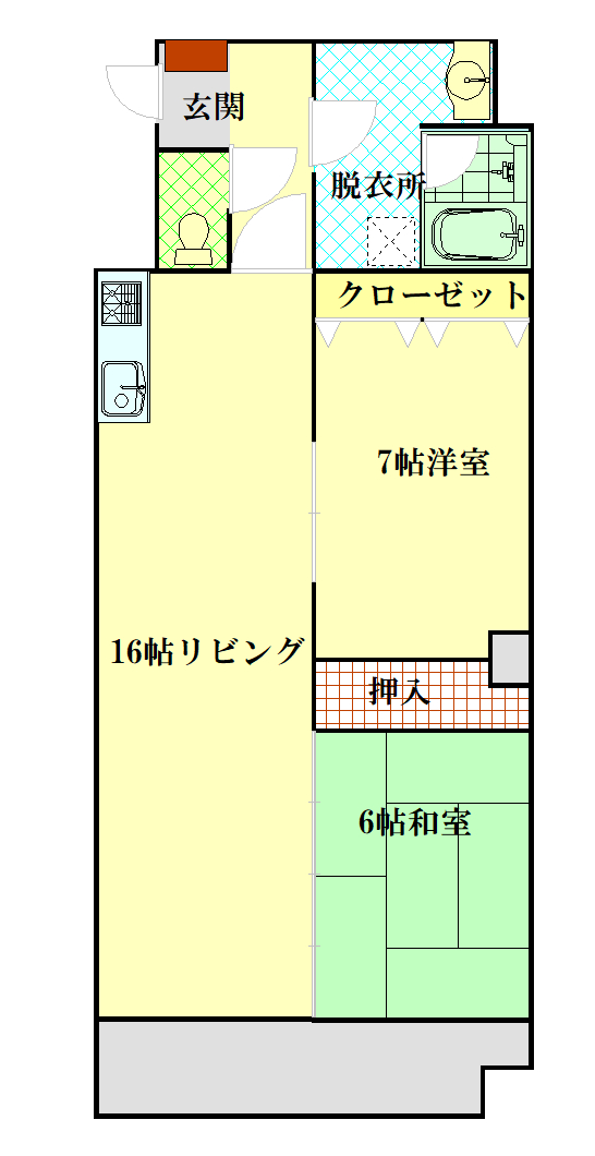 602号室間取り ルネス住吉 – 402号室